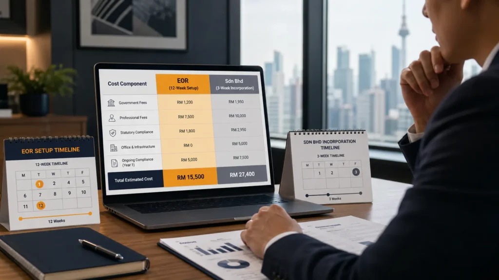 Hiring in Malaysia? This guide compares employer of record against setting up a local entity on cost, timeline, compliance risk and operational flexibility.